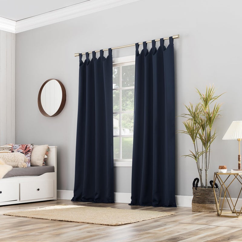 Sun Zero Easton Energy Saving Blackout Tab Top Curtain Panel, 40" x 63", Navy Blue - Image 4
